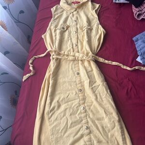 Yellow Sleeveless Button-Down Dress